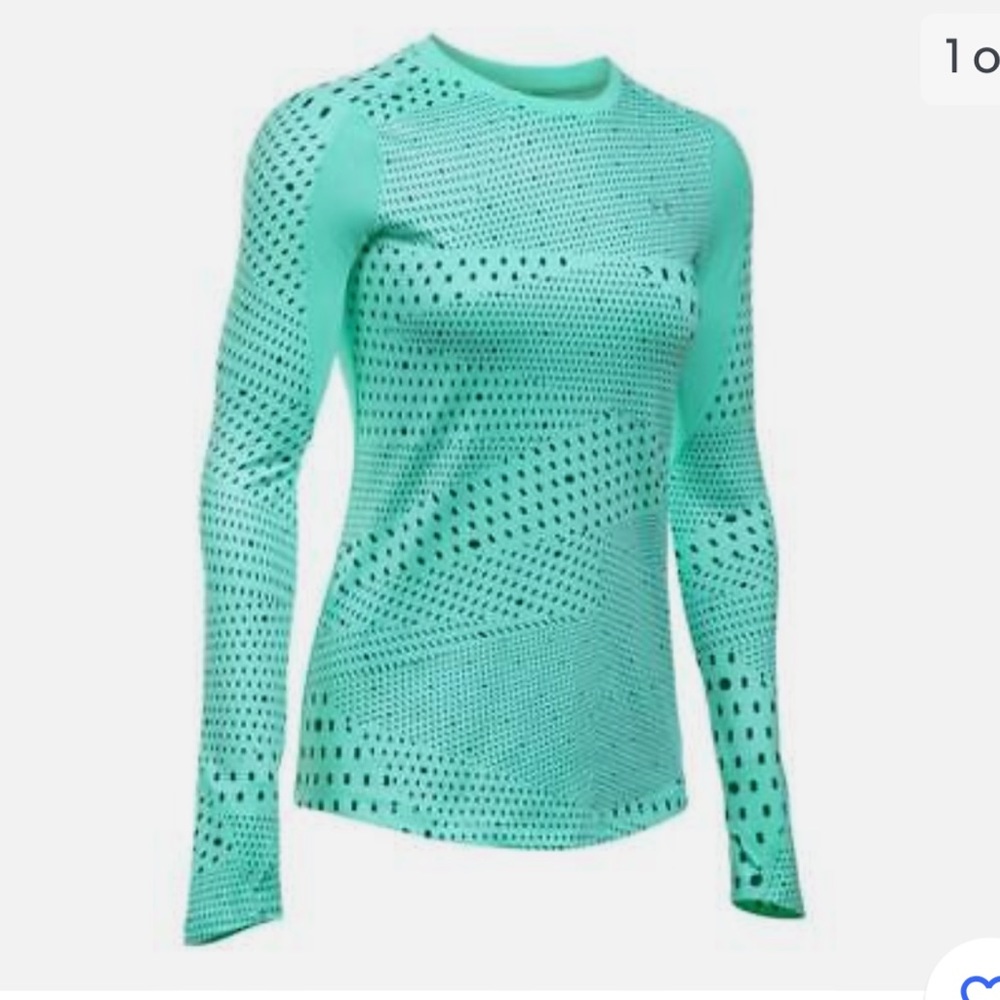 Under Armour Mint Green Long Sleeve Crew Neck Shirt Cold Gear Small NEW